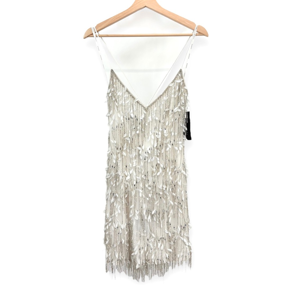 NWT Retrofête Haven Embellished Mini Dress in White $998 - Size Small - Picture 6 of 16